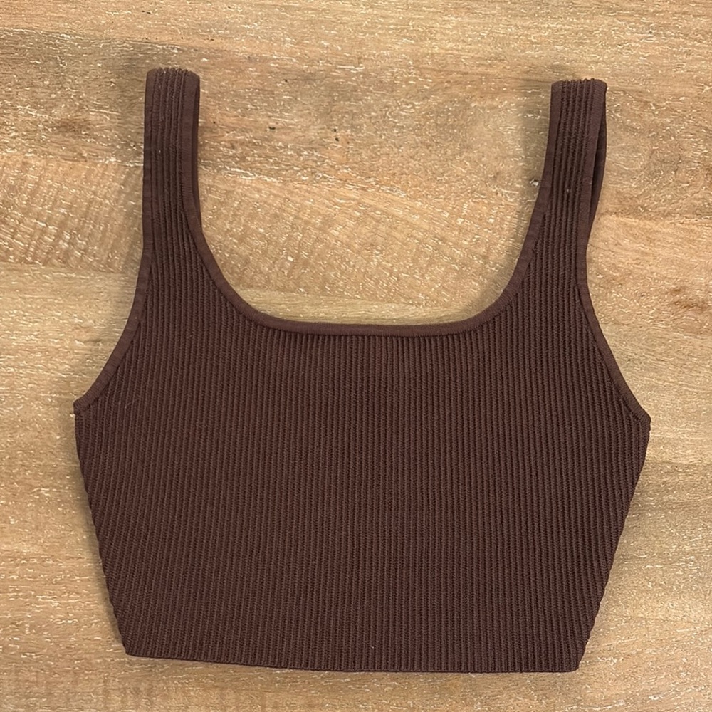 Brown Aritzia Ribbed Women's Top
